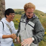 James Kang ('14 and Molecular Biology major,) and Chris Helwig ('14 and History major,) peering off a very tall cliff!