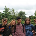 Alex Lincoln (Biology major,) Miriam Kae (Linguistics major,) Johnny Huynh (Mathematical Economics major,) Jessie Schroeder (Computer Science major,) and Lori Beck (Biology major) in the botanical gardens of New Town!