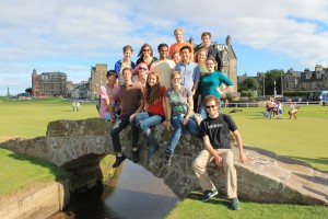 The entire Pomona group on the Swilcan Bridge at St. Andrew's Golf Course