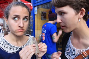 Lindsey Meyer, '14 and Neuroscience major, and I, moments after our first bites of the deep-fried Mars Bar