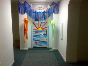 An ocean-themed decoration for one of my sponsees, Kyra Sanborn (PO '17), for her birthday!