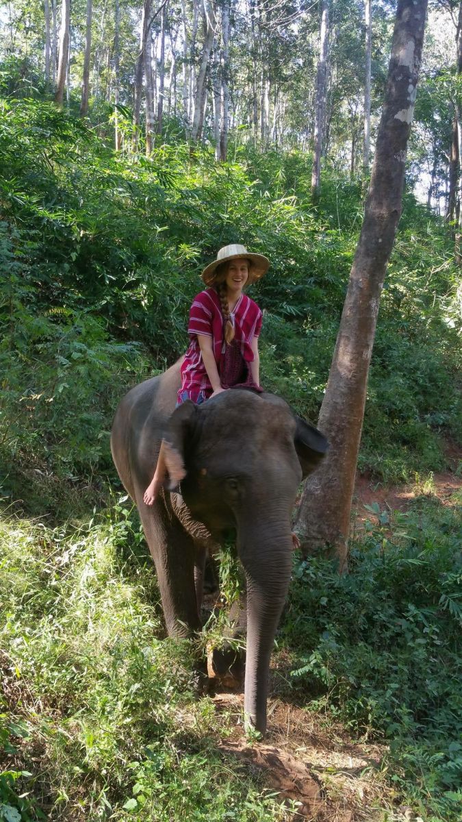 Kyra rides an elephant!