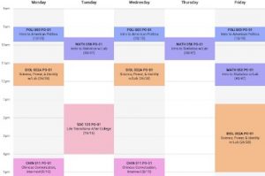 Chris's weekly schedule