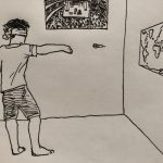 illustration of student throwing dart at map