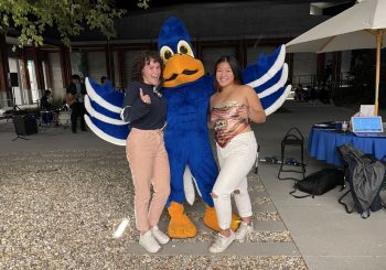 Linda and friend with Cecil mascot