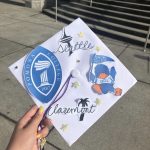 mortarboard with Seattle to Claremont images