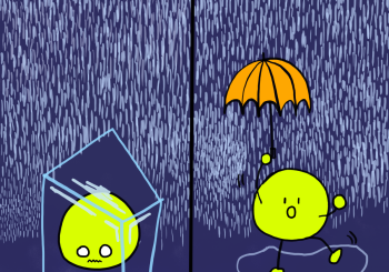 illustration of character with umbrella