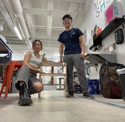 Hayeon and friend in the makerspace